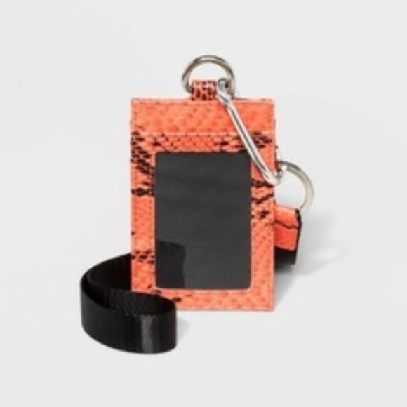 Accessories - Neon Orange Snake Print Lanyard Name Tag